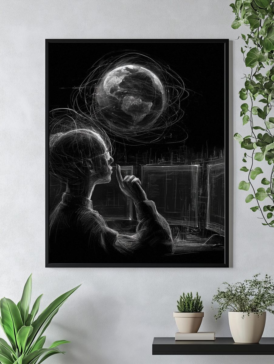 Contemplating Earth — Surreal Print. — room view 4