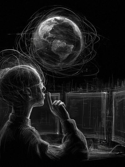 Contemplating Earth — Surreal Print. poster
