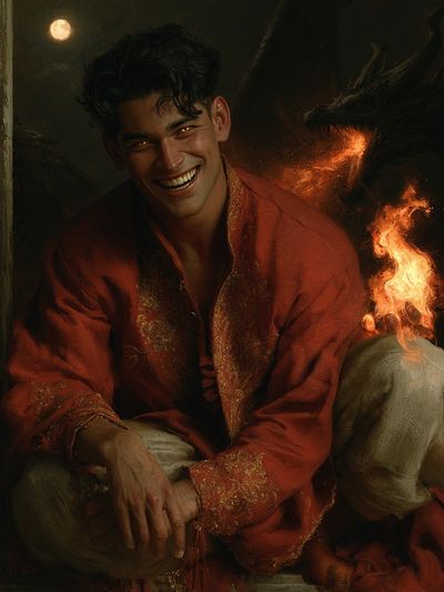 Smiling Man with Fire — Fine-Art Print.