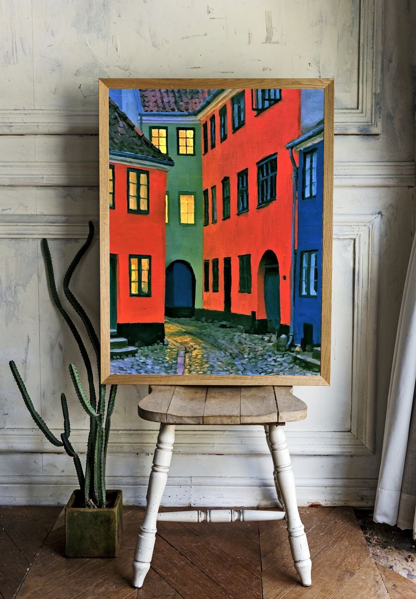 Colorful Old Town Street Poster. — room view 1
