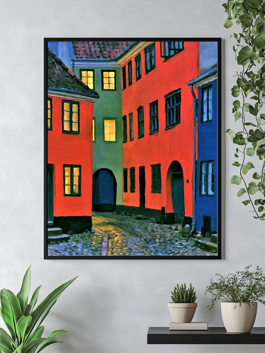 Colorful Old Town Street Poster. — room view 4
