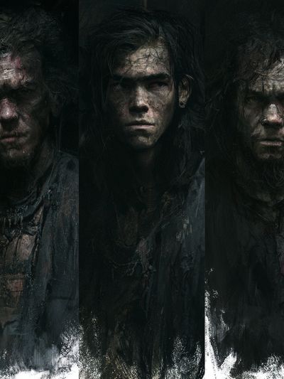 Dark Portrait Triptych Poster.