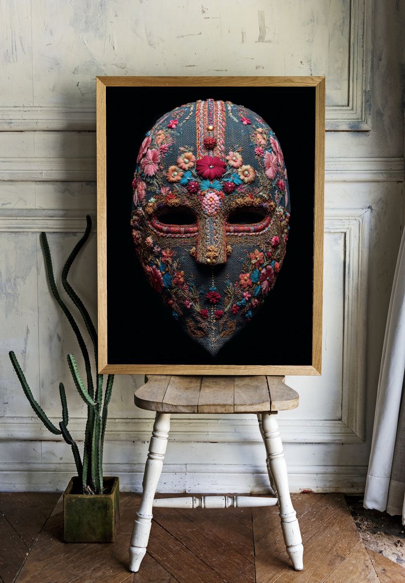Embroidered Floral Mask Print room preview