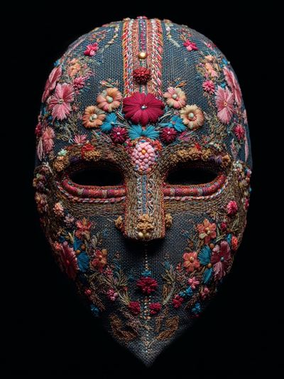 Embroidered Floral Mask Print. poster