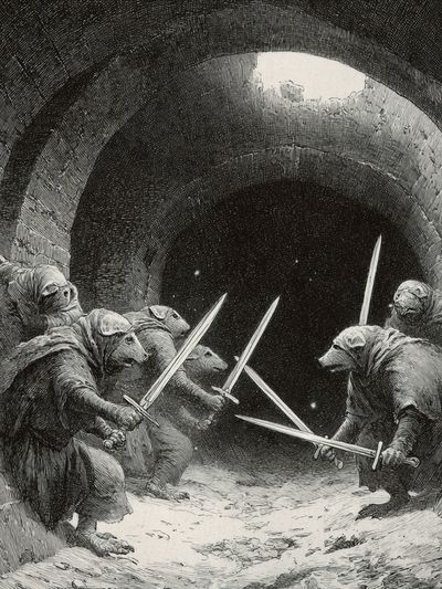 Rat Duel in the Tunnel Print. poster print