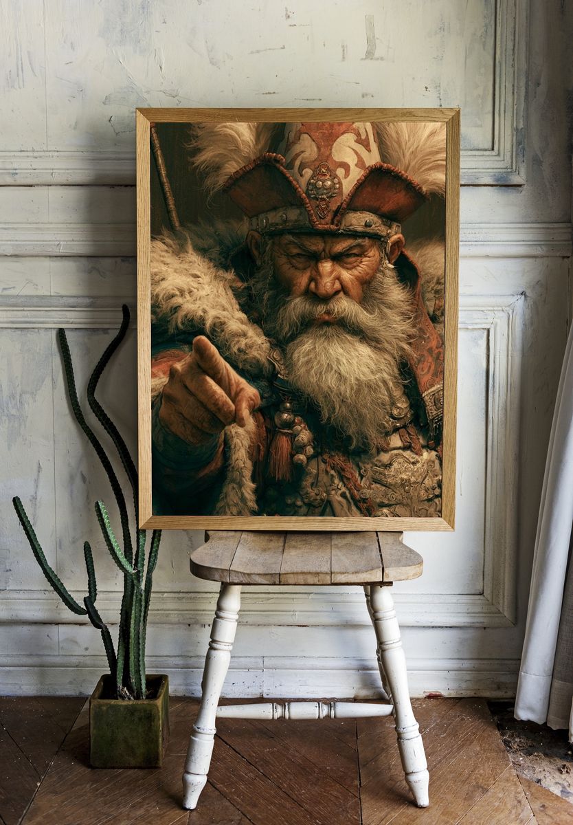 Mongol Warrior Portrait Print. room preview