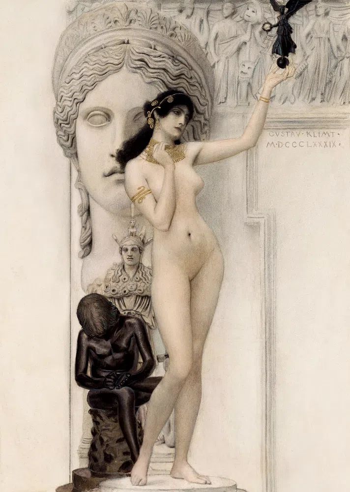 Gustav Klimt 's Allegory Sculpture. poster — fine-art art
