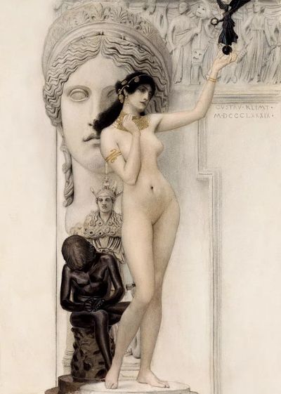 Gustav Klimt 's Allegory Sculpture. poster
