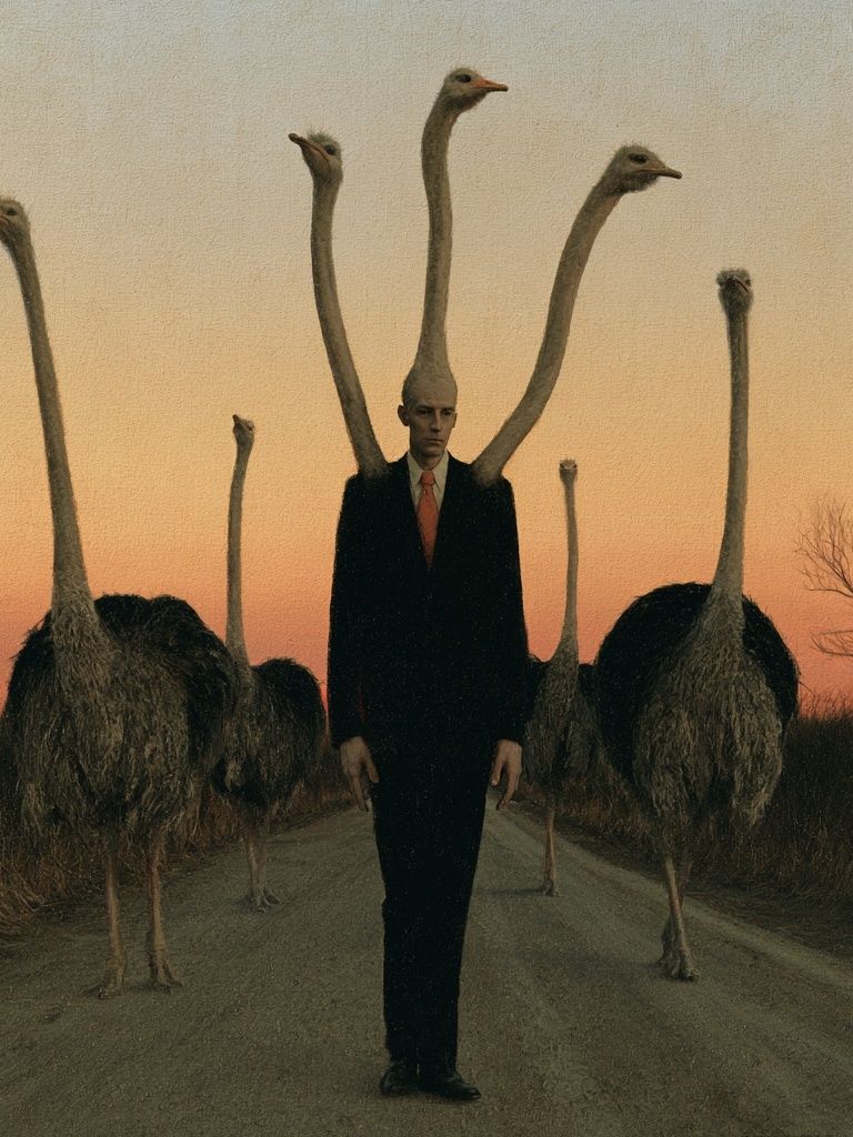 Surreal Ostrich Man Fine-Art Print. poster detail