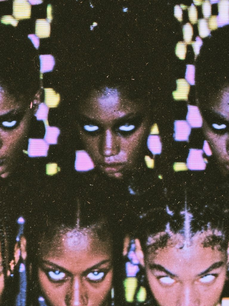 Eerie Faces Glitch Portrait Poster. poster detail