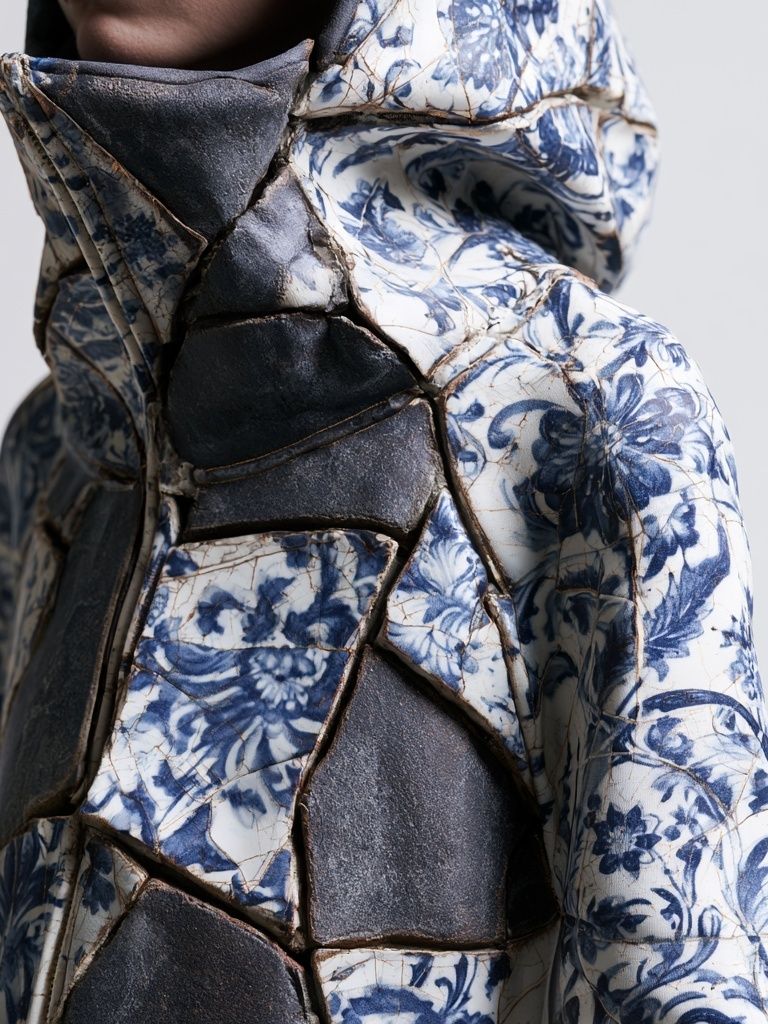 Blue Floral Ceramic Sculpture Print. poster — fine-art art