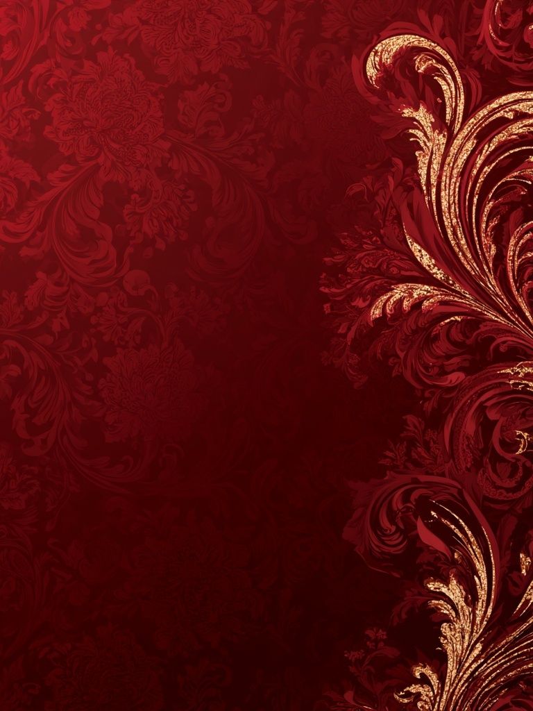 Crimson Baroque Flourish Print. poster detail