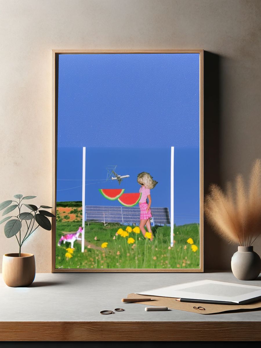 Surreal Summer Field Collage Print. — room view 2