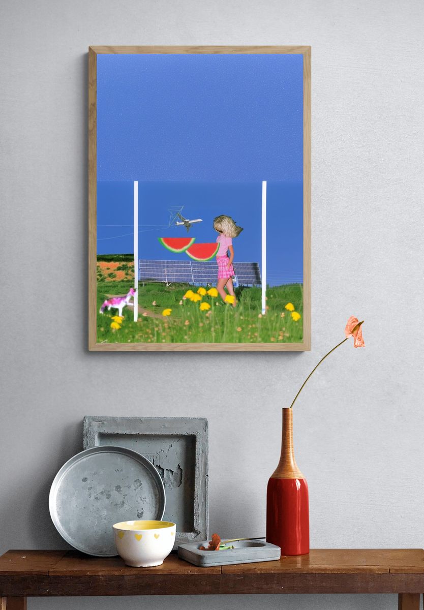 Surreal Summer Field Collage Print. — room view 3