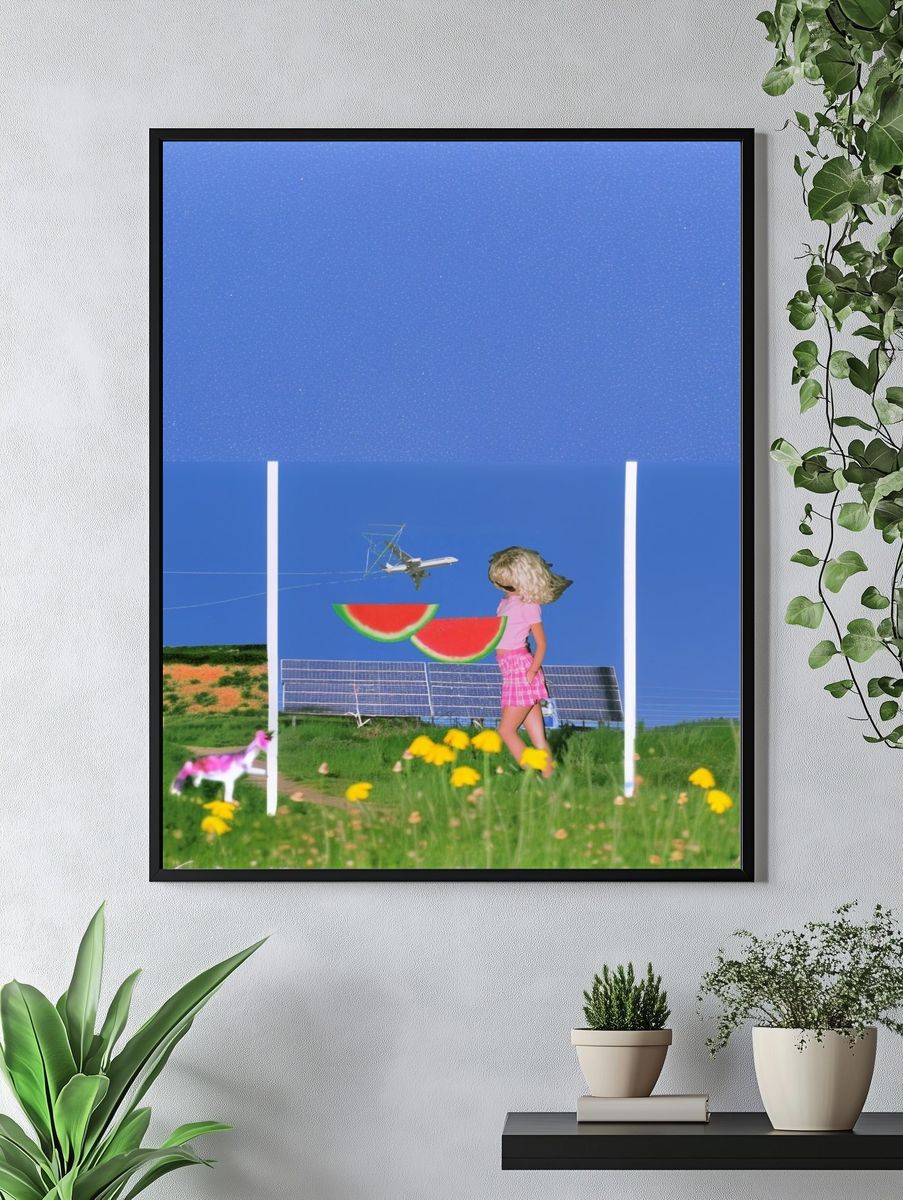 Surreal Summer Field Collage Print. — room view 4