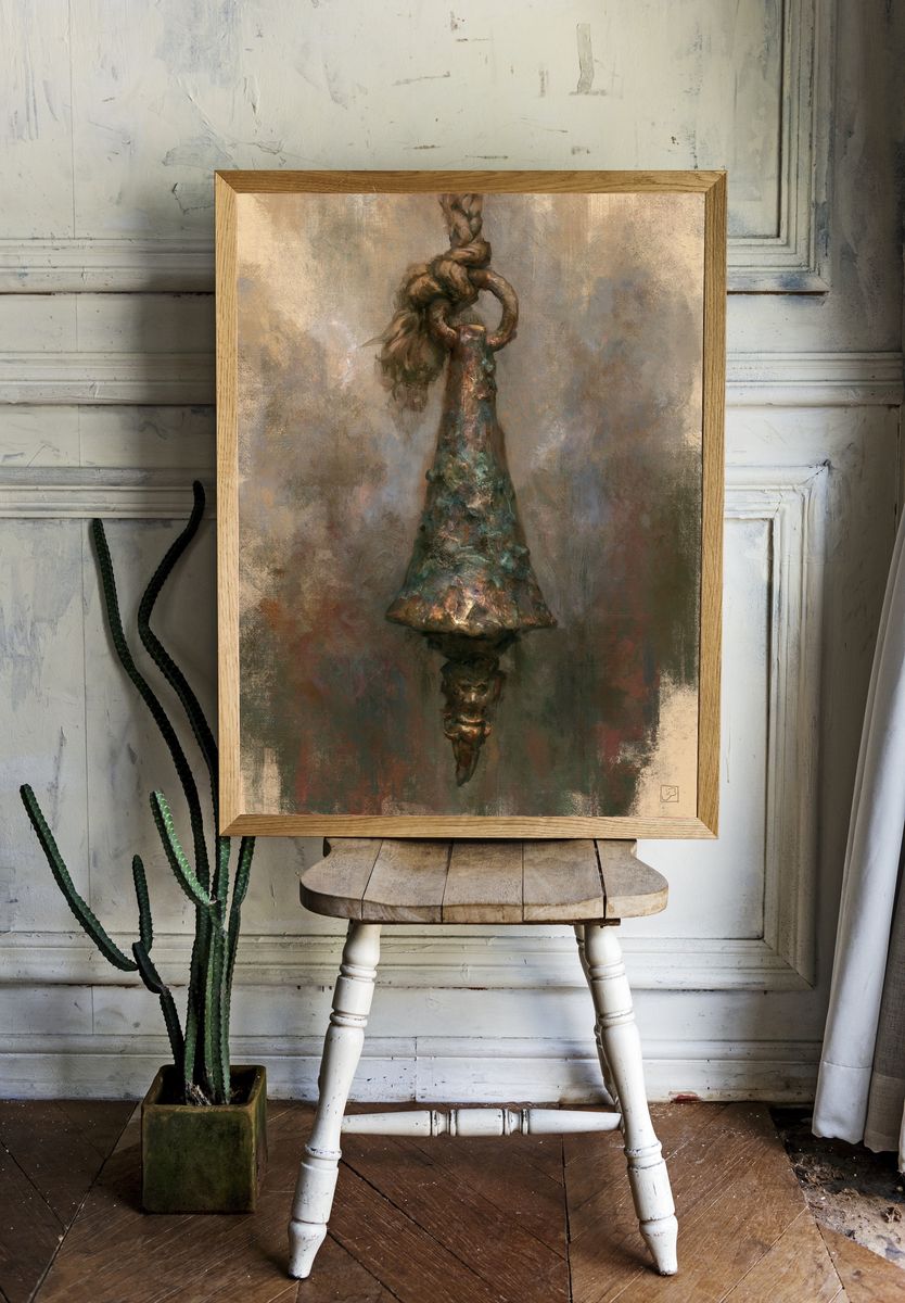 Rustic Bell Still Life Print. — room view 1