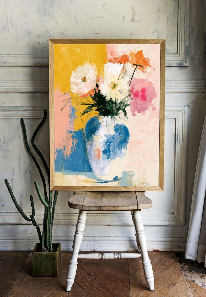 Abstract Floral Vase Fine-Art Poster. — room view 1