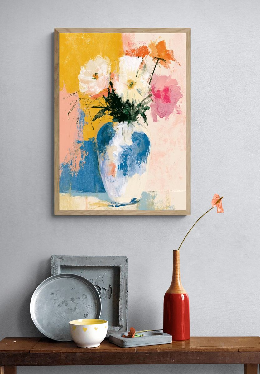 Abstract Floral Vase Fine-Art Poster. — room view 3