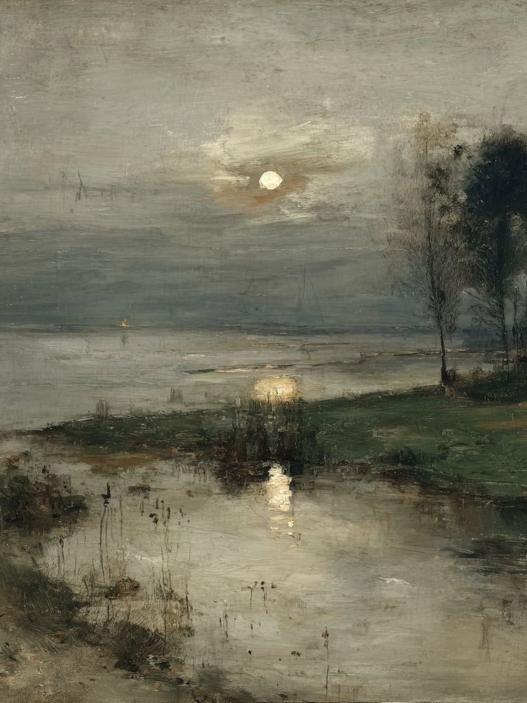 Misty Moonlit Marsh Fine-Art Poster. poster — fine-art art
