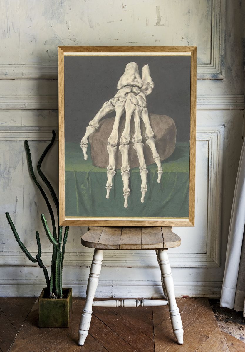 Bird and Woman Silhouette Print. — room view 1