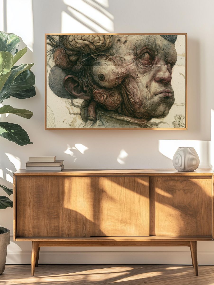 Surreal Human Head Fine-Art Print. — room view 3