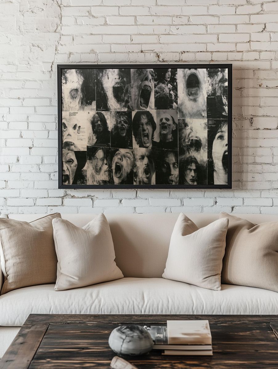 Screaming Faces Collage Poster. — room view 1