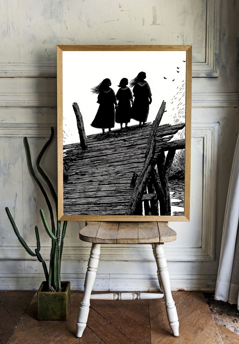 Three Figures on a Bridge Print. — room view 1