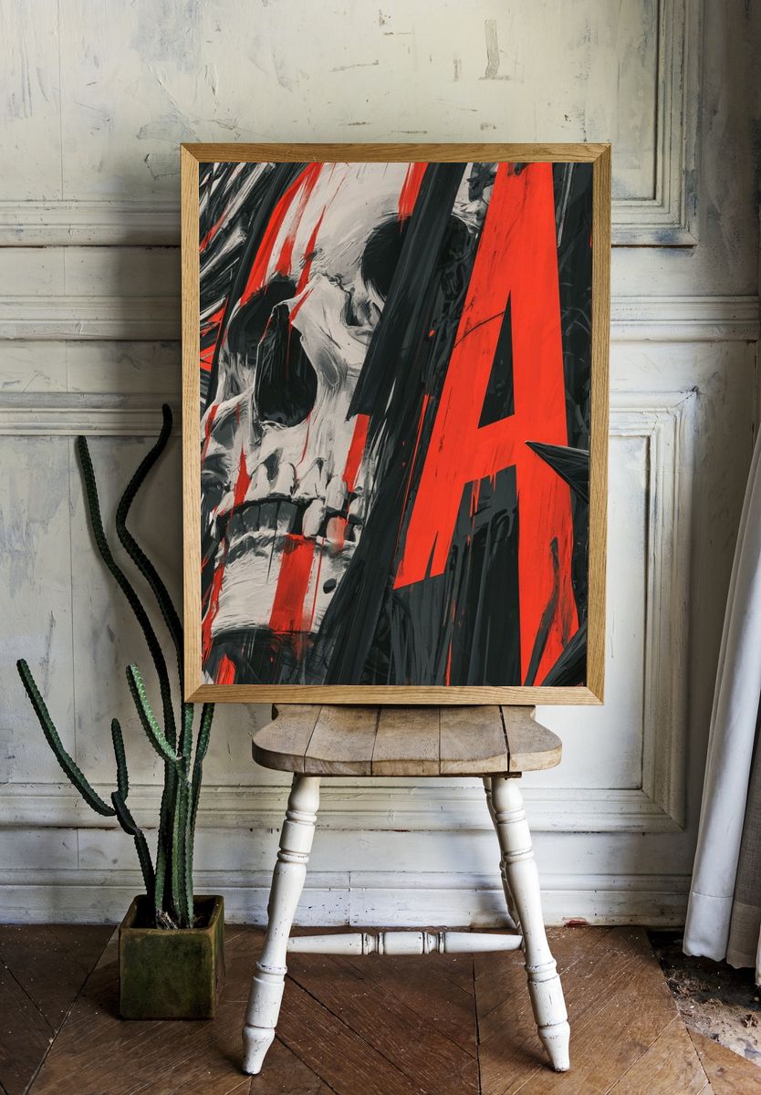 Skull Graffiti Abstract Print. — room view 1