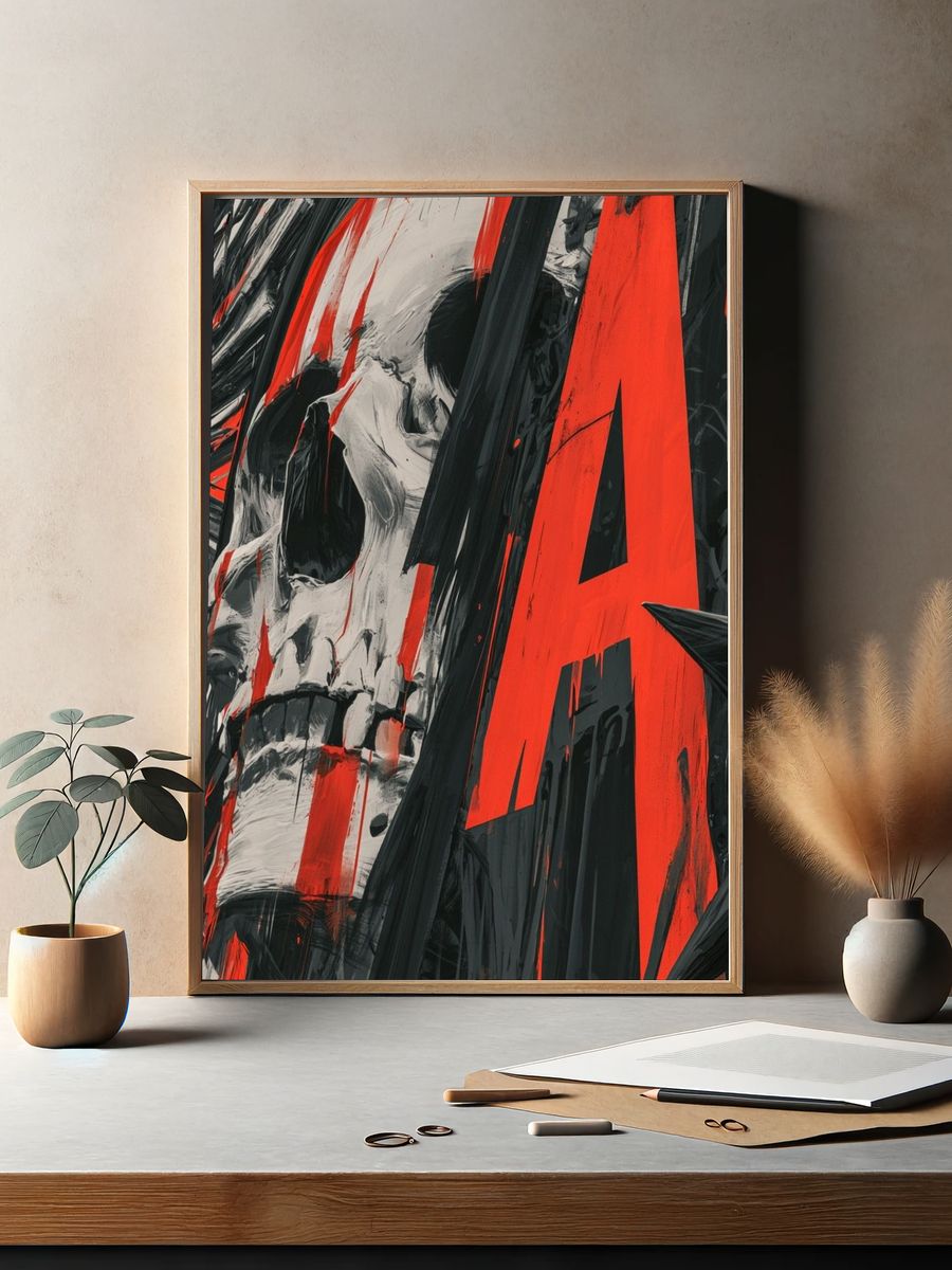 Skull Graffiti Abstract Print. — room view 2