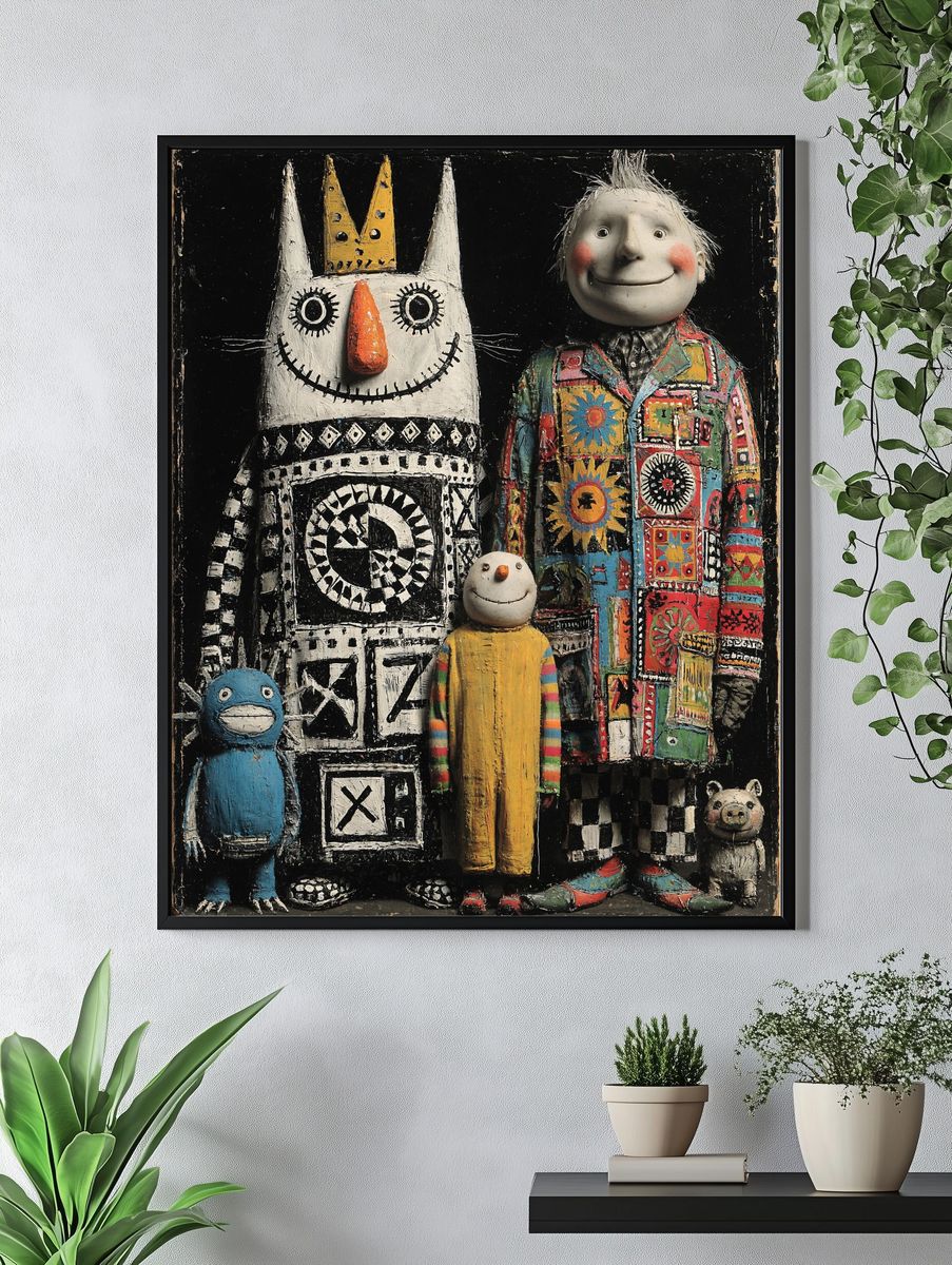 Whimsical Folk Figures Fine-Art Poster. — room view 4