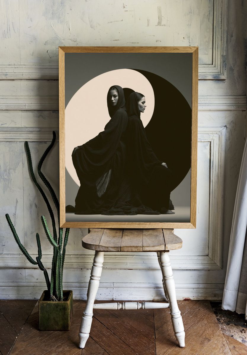 Dual Figure Surrealism Print. — room view 1