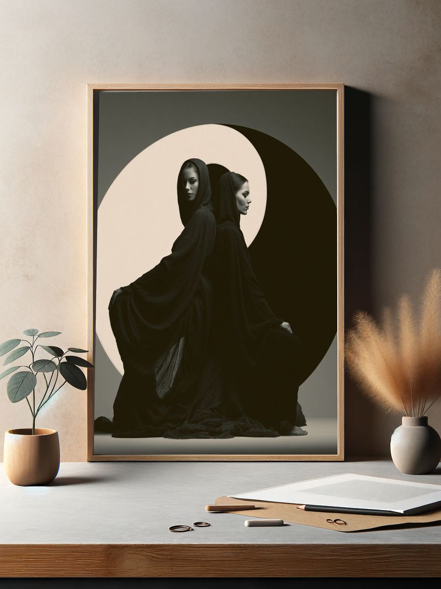 Dual Figure Surrealism Print. — room view 2
