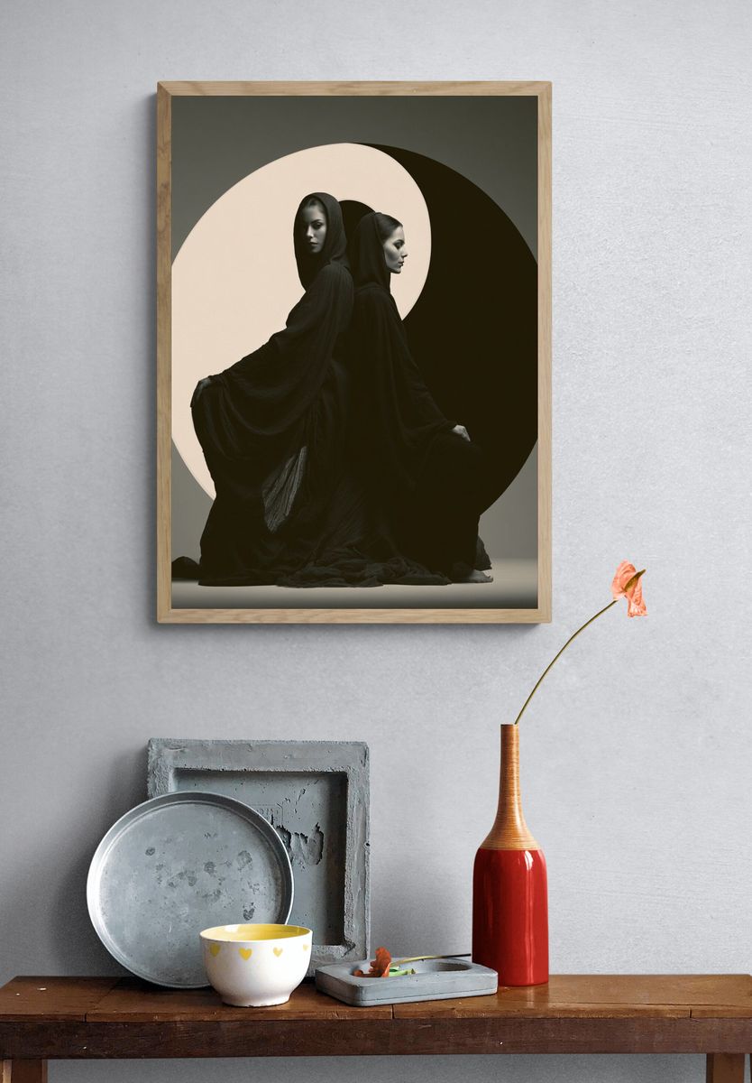 Dual Figure Surrealism Print. — room view 3