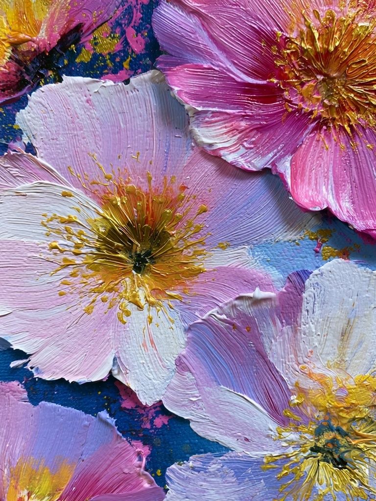 Pastel Floral Impasto Poster. poster detail