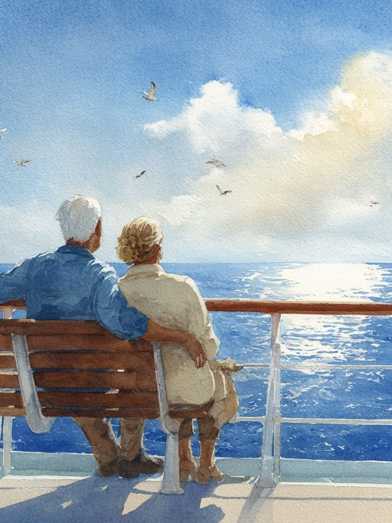 Seaside Couple Watercolor Poster. poster detail