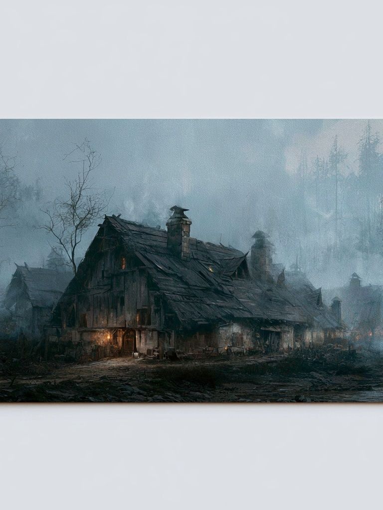 Misty Cabin in the Woods Poster. poster — fine-art art