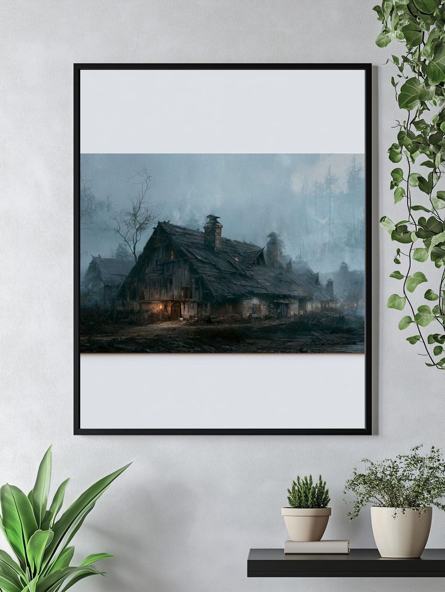Misty Cabin in the Woods Poster. — room view 4