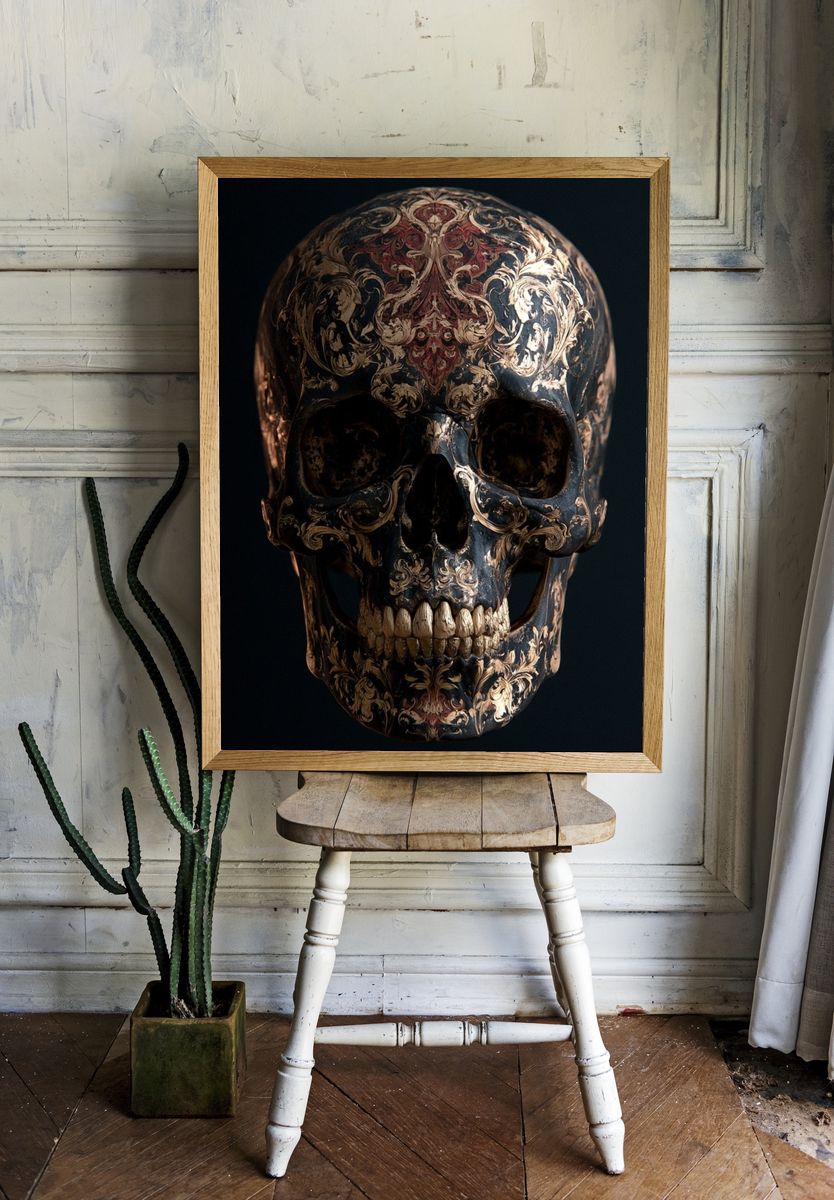 Ornate Baroque Skull Poster. — room view 1