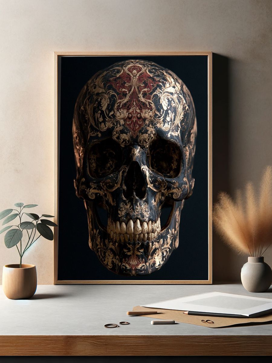 Ornate Baroque Skull Poster. — room view 2