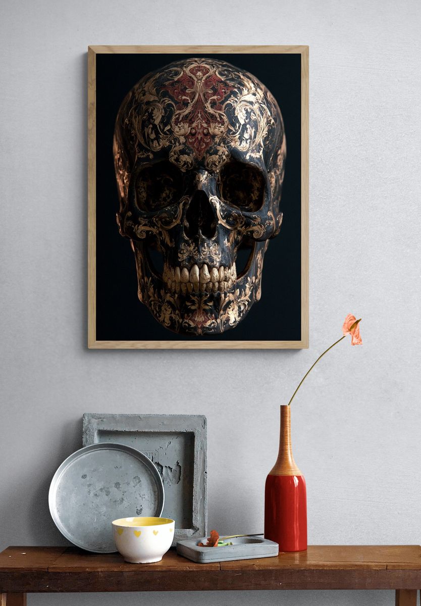 Ornate Baroque Skull Poster. — room view 3