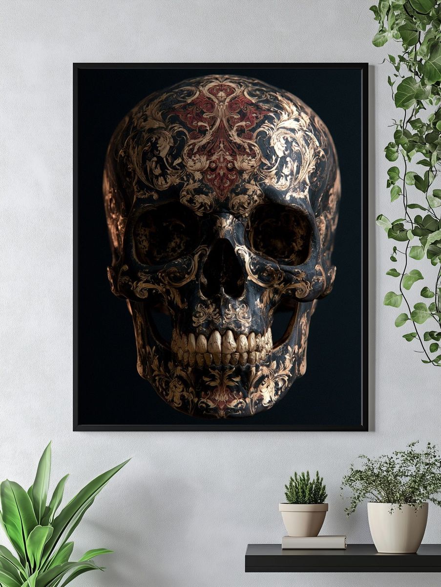 Ornate Baroque Skull Poster. — room view 4