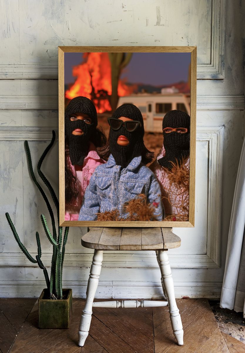 Masked Dolls Desert Fire Poster. room preview