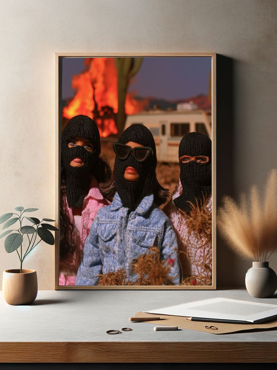 Masked Dolls Desert Fire Poster. — room view 2