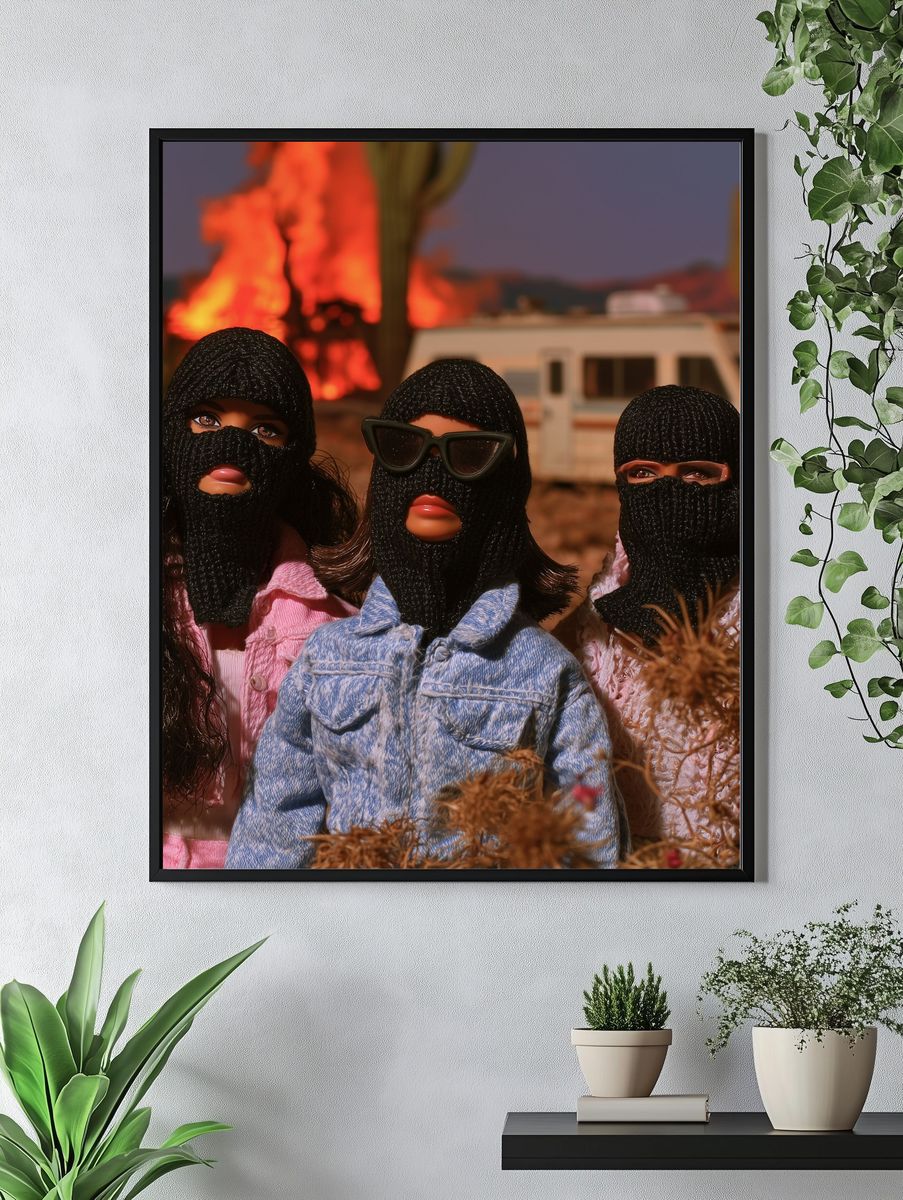 Masked Dolls Desert Fire Poster. — room view 4