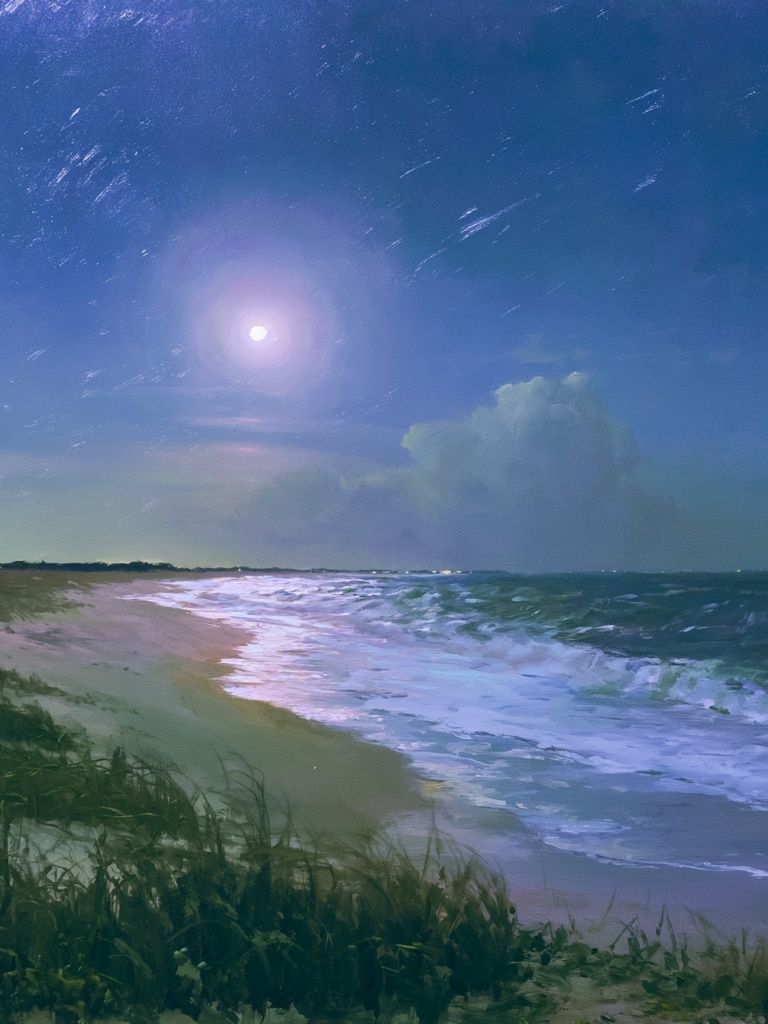 Moonlit Shoreline — Fine-Art Print. poster detail