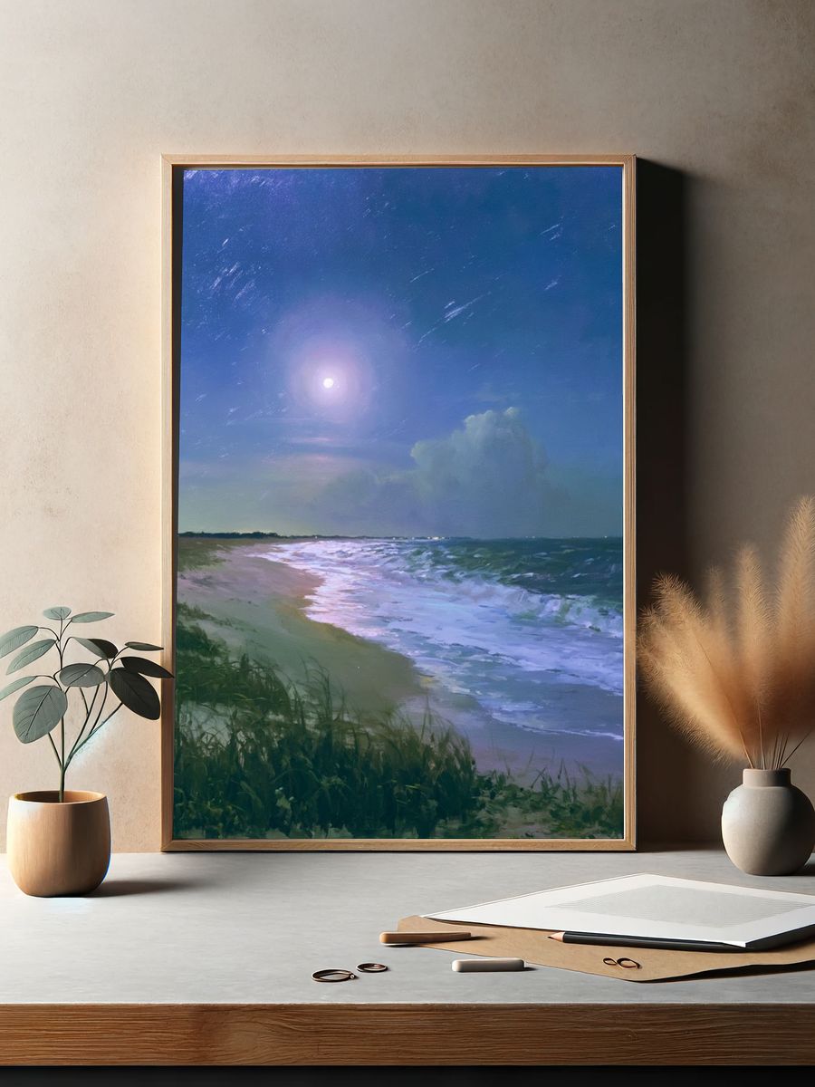 Moonlit Shoreline — Fine-Art Print. — room view 2
