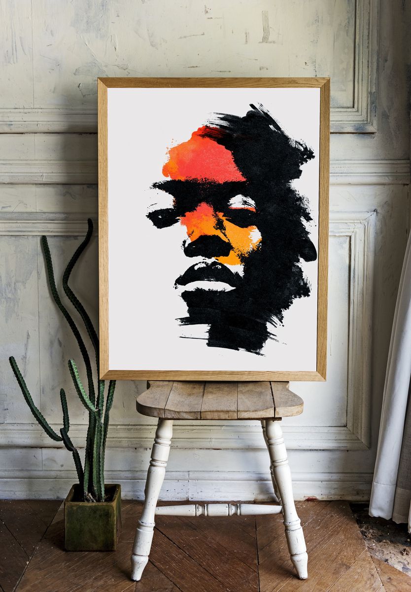 Abstract Face Brushstroke Poster. — room view 1
