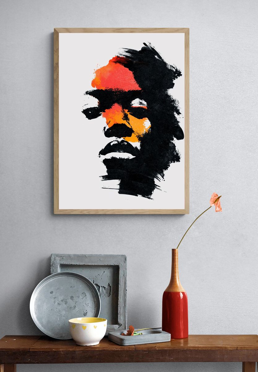 Abstract Face Brushstroke Poster. — room view 3