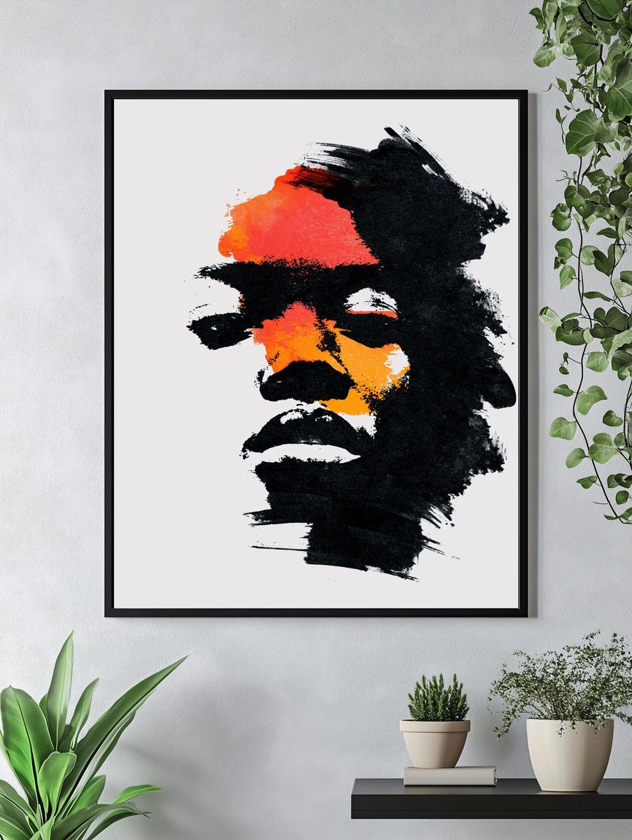 Abstract Face Brushstroke Poster. — room view 4