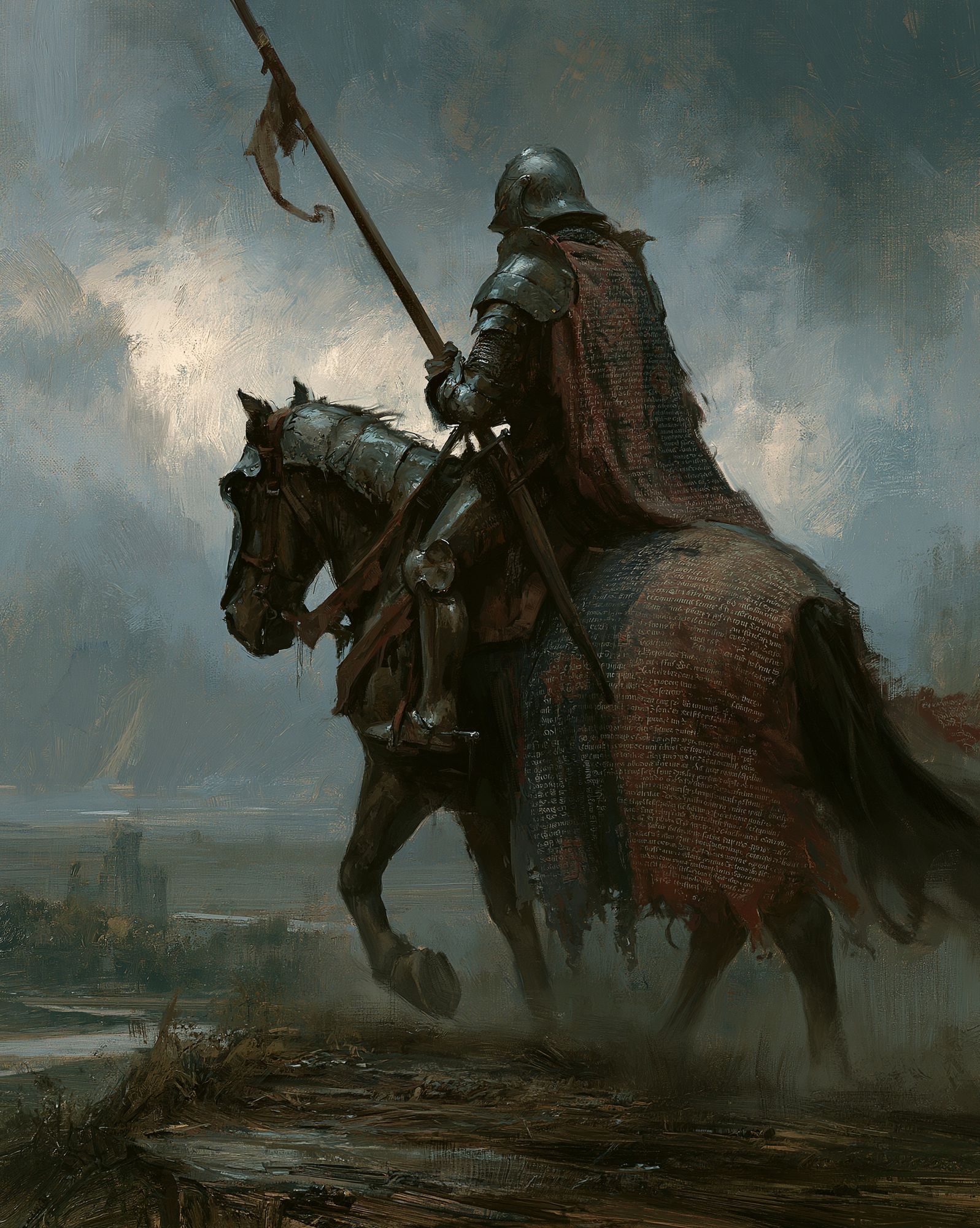 Armored Knight on Horse — Fantasy Print. poster detail